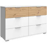 Commode / meuble de rangement coloris blanc / imitation chêne artisan - longueur 130 x hauteur 90 x profondeur ... Commode / meuble de rangement coloris blanc / imitation chêne artisan - longueur 130 x hauteur 90 x profondeur ...