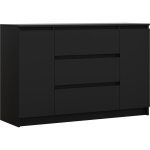 Commode : noir mat, 120 � 39 � 78 cm, 2 portes, 3 tiroirs