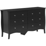 Commode noire avec 6 tiroirs spacieux meuble de rangement pratique pour chambre ou salon au style vintage ... Commode noire avec 6 tiroirs spacieux meuble de rangement pratique pour chambre ou salon au style vintage ...