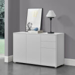[en. casa] - commode paarl avec 2 tiroirs 3 portes 74 x 117 x 36 cm blanc mat
