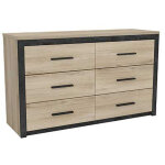 Pegane - commode en panneaux de particules, ch�ne kronberg / sidewalk - dim : 129, 1 x 77, 1 x 41, 8 ...