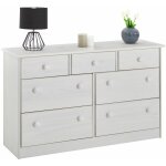 Commode en pin rondo, 3 + 4 tiroirs lasuré blanc Commode en pin rondo, 3 + 4 tiroirs lasuré blanc