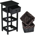 Commode rangement 1 tiroir et 2 paniers etagere en bois, table de chevet en bois moderne, unite de rangement ...