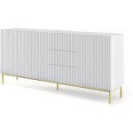 Commode ravenna b 200 cm 3d3s frais� blanc mat + cadre