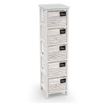 Webmarketpoint - commode de salle de bain en bois blanche 25 x 25 x 94 h 5 tiroirs