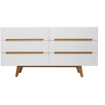 Miliboo - commode scandinave finition blanc brillant laqu 6 tiroirs l160 cm melka