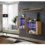 Commode - switch sb iii - 2 vitrines led - 1 �tag�re - bois - livraison gratuite