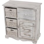 Mendler - commode / table d'appoint / armoire, 3 paniers, 1 tiroir, 60x30x63cm, shabby, vintage, blanc ...