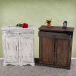 Mendler - commode / table d'appoint / armoire, 66x33x78cm, shabby, vintage, blanc