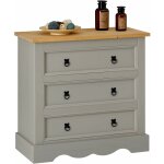 Idimex - commode tequila, 3 tiroirs en pin massif lasuré gris et brun Idimex - commode tequila, 3 tiroirs en pin massif lasuré gris et brun