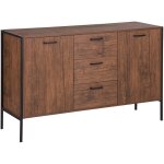 Commode avec vaste espace de rangement composé de 2 portes et de 3 tiroirs structure en métal noir et ... Commode avec vaste espace de rangement composé de 2 portes et de 3 tiroirs structure en métal noir et ...