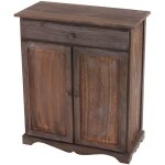 Commode vintage style shabby chic meuble de rangement en bois de paulownia marron avec tiroir et �tag�res, ...