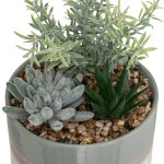 Composition florale artificielle pot en cramique bicolore h 17. 5 cm - atmosphera