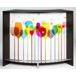 Comptoir de bar 2 portes noir et imprim� verre snack 134cm