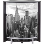 Comptoir de bar noir et imprim� new york snack 96cm
