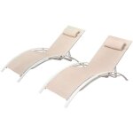 Concept - usine - lot de 2 transats empilables et ajustables cru / blanc bahia