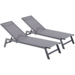 Concept - usine - lot de 2 transats avec roulettes gris fonc� prato