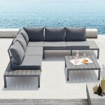 Concept - usine - salon de jardin bas 5 places en aluminium gris foncé fira Concept - usine - salon de jardin bas 5 places en aluminium gris foncé fira