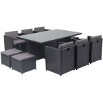 Table et chaises 10 places encastrables en r�sine noir - gris miami