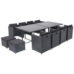 Concept - usine - table et chaises 12 places encastrables en résine noir / noir miami Concept - usine - table et chaises 12 places encastrables en résine noir / noir miami