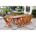 Salon de jardin teck huilé 8 personnes - table ovale + 8 chaises lubok Salon de jardin teck huilé 8 personnes - table ovale + 8 chaises lubok