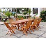 Salon de jardin teck huil� 8 personnes - table rectangle + 8 chaises lubok