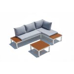 Concept - usine - salon de jardin 4 places en aluminium et acier blanc et gris lolea Concept - usine - salon de jardin 4 places en aluminium et acier blanc et gris lolea