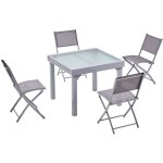 Table de jardin extensible 8 places et 4 chaises molvina