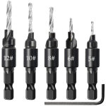 C�ne foret ensemble 6 pi�ces hex shank trou saw drill forets hss � queue hexagonale avec cl� en l fl�te ...