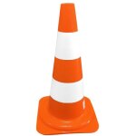 C�ne de signalisation en poly�thyl�ne 50 cm, bande r�fl�chissante, l�ger et r�sistant