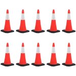 C�nes de signalisation r�fl�chissants � base lourde 10 pcs 75cm, , 150944