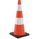 C�ne de signalisation relaxdays, 90 cm, haute visibilit�, r�fl�chissant, pyl�ne chantier, pvc, orange ...