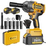 Conentool cl� � chocs sans fil 1000n. m 3 vitesses ? moteur brushless, 2 batteries 4000mah 21v, �clairage ...