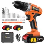 Perceuse visseuse  percussion sans fil 45 nm 2 batteries de 2. 0ah 25 + 1 rglages de couple lampe led ...