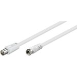 Connecteur m�le vers f 1, 5 m ? c�ble coaxial blanc 70 db ? pour d�codeurs et prises murales satellites ...