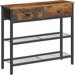 Console de 75 cm avec 2 tiroirs en tissu, table d'appoint, bout de canap�, pour entr�e ou salon, style ...