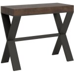 Console extensible bois marron et acier gris foncé 14 personnes 40 à 300cm xena Console extensible bois marron et acier gris foncé 14 personnes 40 à 300cm xena