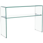 Console genova - 110 x 35 x 75 cm - verre courbé transparent Console genova - 110 x 35 x 75 cm - verre courbé transparent