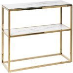 Console glamour finition moderne effet marbre avec patins aux pieds 78x80x30 cm azusa