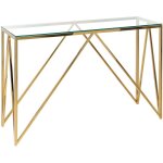 Console glamour finition moderne plateau en verre avec patins aux pieds 78x120x40 cm weso