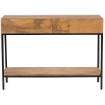 Console industrielle avec rangements 2 tiroirs en bois manguier massif et métal noir l110 cm ypster Console industrielle avec rangements 2 tiroirs en bois manguier massif et métal noir l110 cm ypster
