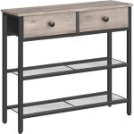 Console longue, style industriel, meuble console d'appoint avec 2 tiroirs en tissu non tiss�, table d'entr�e ...