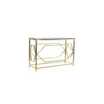 Console m�tal dor� et plateau en verre - 120x40x78cm