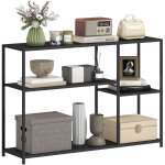 Console meuble �troite � 4 niveaux style industriel cadre en acier, 110 x 30 x 75 cm, noir - noir