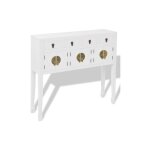Console orientale 4 tiroirs 3 portes bois massif blanc meva