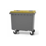 Rayonnage direct - conteneur poubelle 660 litres  prhension frontale - couleur du couvercle jaune citron ...