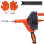 Convoyeur � vis de drainage 25 pi, d�boucheur de tuyau de 1 / 4 po � tambour, alimentation manuelle