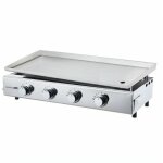 Plancha a gaz - 4 feux - brasilia - tout inox - surface cuisson - xxl - 84 x 34 cm