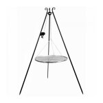 Cookking - grille de cuisson en acier suspendu sur tr�pied, plaque � r�tir acier inoxydable, moulinet ...