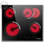 Plaque vitroc�ramique 4 feux, plaque vitroc�ramique avec bord inox, 59cm, plaque de cuisson �lectrique ...